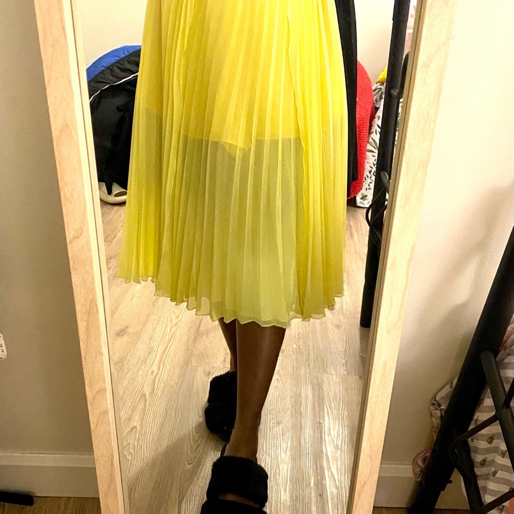 Pleated mid length skirt
